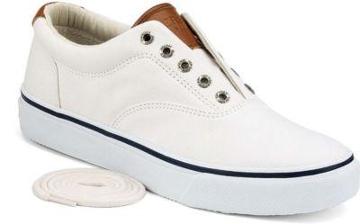 Sperry Top-sider Shoes Striper Laceless Cvo Slip-on Sneaker Men's White Canvas