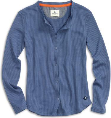 Sperry Button Front Thermal T-shirt Blueindigo, Size Xs Women's