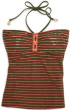 Sperry Sequin Stripe Bandeau Tankini Top Coral/armygreen, Size Xs Women's