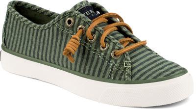 Sperry Seacoast Stripe Oxford Cloth Sneaker Green, Size 5m Women's Shoes