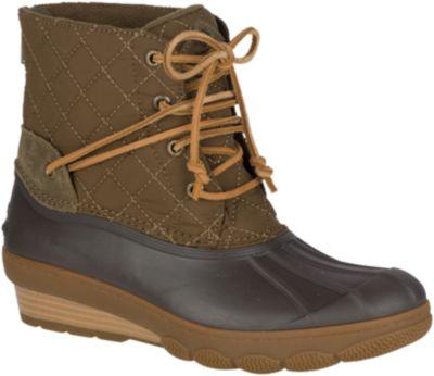 Sperry Saltwater Wedge Tide Quilted Nylon Duck Boot Brown, Size 5m Women's Shoes
