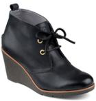 Sperry Harlow Burnished Leather Wedge Bootie Black, Size 12m Women's Shoes