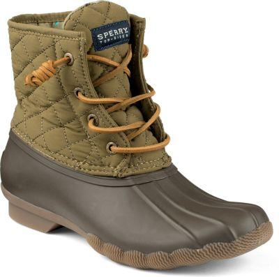 Sperry Saltwater Quilted Duck Boot Olive, Size 5m Women's