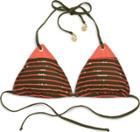 Sperry Sequin Stripe Triangle Bikini Top Coral/armygreen, Size Xs Women's