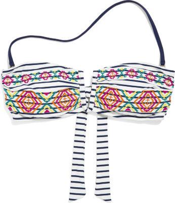 Sperry Barbary Bandeau Bikini Top White/navy, Size Xs Women's
