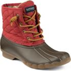 Sperry Saltwater Quilted Duck Boot Red, Size 5m Women's