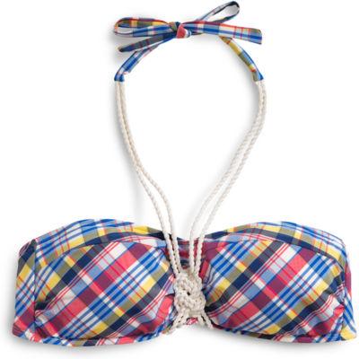 Sperry Plaid Bandeau Bikini Top Plaidmadras, Size Xs Women's