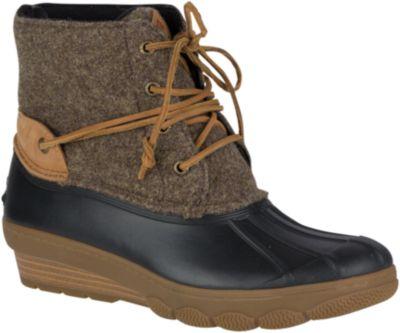 Sperry Saltwater Wedge Tide Wool Duck Boot Brown/canteen, Size 5m
