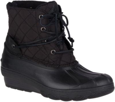 Sperry Saltwater Wedge Tide Quilted Nylon Duck Boot Black, Size 5m Women's Shoes