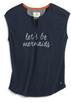 Sperry Let's Be Mermaids Split Neck T-shirt Sts-blue, Size Xs Women's