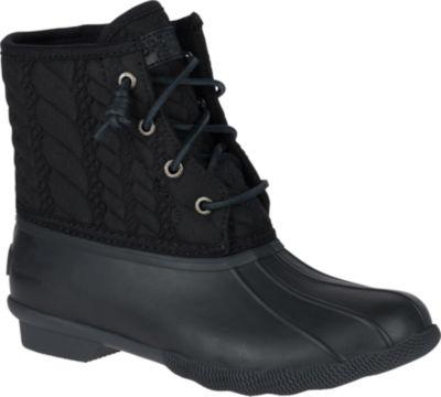 Sperry Saltwater Rope Embossed Duck Boot Black, Size 5m Women's Shoes