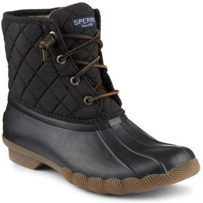Sperry Saltwater Quilted Duck Boot Black, Size 5.5m Women's Shoes