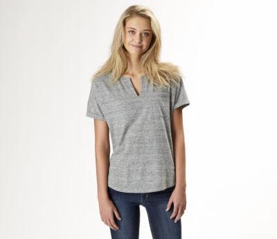 Sperry Split Neck Pocket T-shirt Heathergrey, Size S Women's