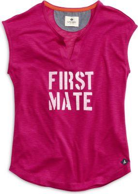 Sperry First Mate Split Neck T-shirt Pink/navy, Size Xs Women's