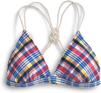Sperry Plaid Halter Bikini Top Plaidmadras, Size L Women's