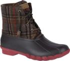 Sperry Saltwater Plaid Duck Boot Brown, Size 5m Women's Shoes