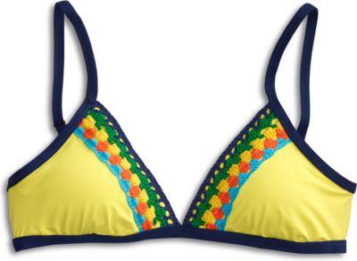 Sperry Caribbean Sunset Banded Triangle Swim Top Yellow, Size S Women's