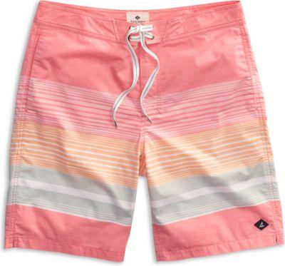 Sperry Variegated Stripe Board Short Spicecoral, Size Men's