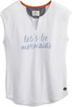 Sperry Let's Be Mermaids Split Neck T-shirt White, Size Xs Women's