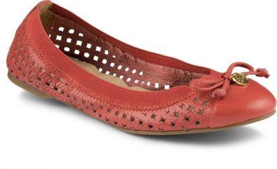 Sperry Elise Perforated Ballet Flat Orange, Size 5m Women's Shoes