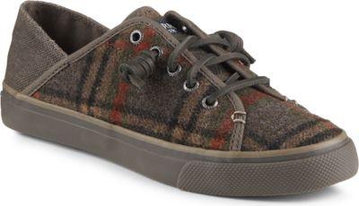 Sperry Seacoast Isle Plaid Sneaker Khaki, Size 5.5m Women's Shoes