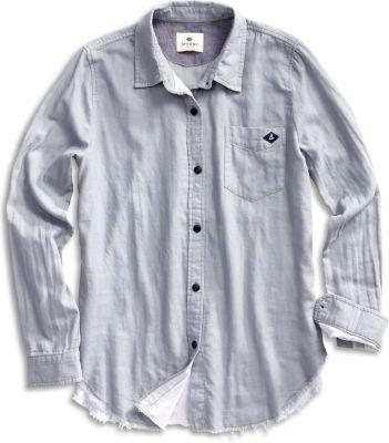 Sperry Chamois Button Down Shirt Grey/white, Size M Women's