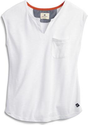Sperry Split Neck Tank White, Size S Women's