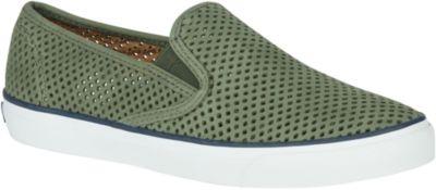 Sperry Seaside Perforated Sneaker Olive, Size 5m Women's Shoes
