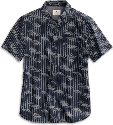 Sperry Bamboo Print Button Down Shirt Navy, Size S Men's