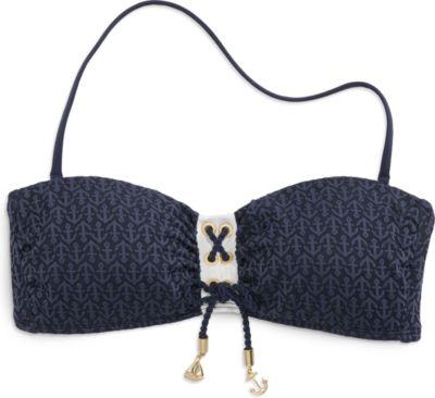 Sperry Ahoy, Matey Solid Bandeau Bikini Top Navy, Size Xs Women's