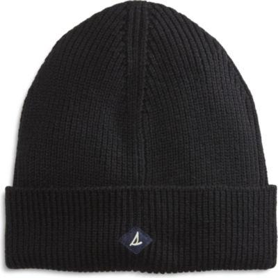 Sperry Ribbed Beanie Black, Size One Size Men's
