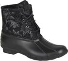 Sperry Saltwater Floral Duck Boot Black, Size 5m Women's