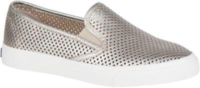 Sperry Seaside Perforated Sneaker Platinum, Size 10m Women's Shoes