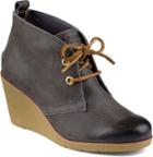 Sperry Harlow Burnished Leather Wedge Bootie Graphite, Size 5m Women's Shoes
