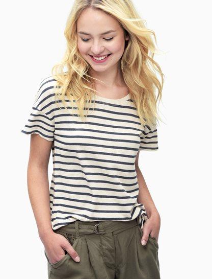 Splendid Sequoia Stripe High Low V-neck Tee