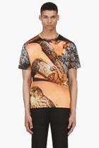 Richard Nicoll Tan And Grey Layered Snake Graphic T-shirt