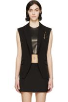 Anthony Vaccarello Black Pinned Anchor Emblem Vest