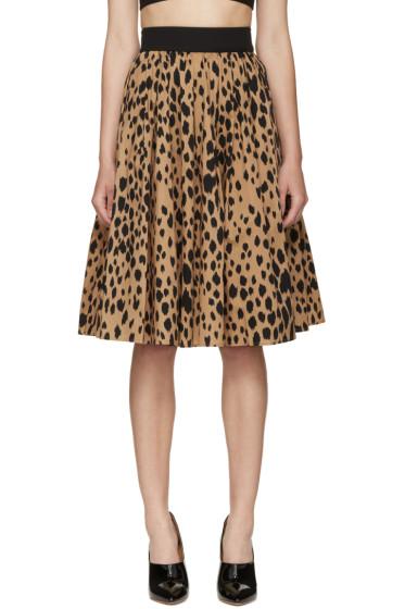Fausto Puglisi Black Animal Print Pleated Skirt