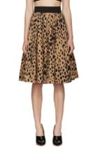 Fausto Puglisi Black Animal Print Pleated Skirt