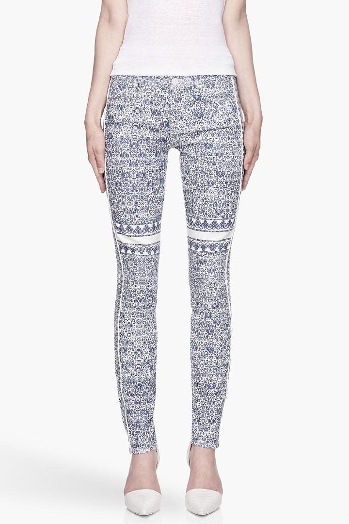 Mother Blue Patterned The Looker Jeans