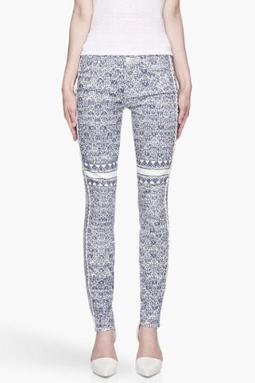 Mother Blue Patterned The Looker Jeans