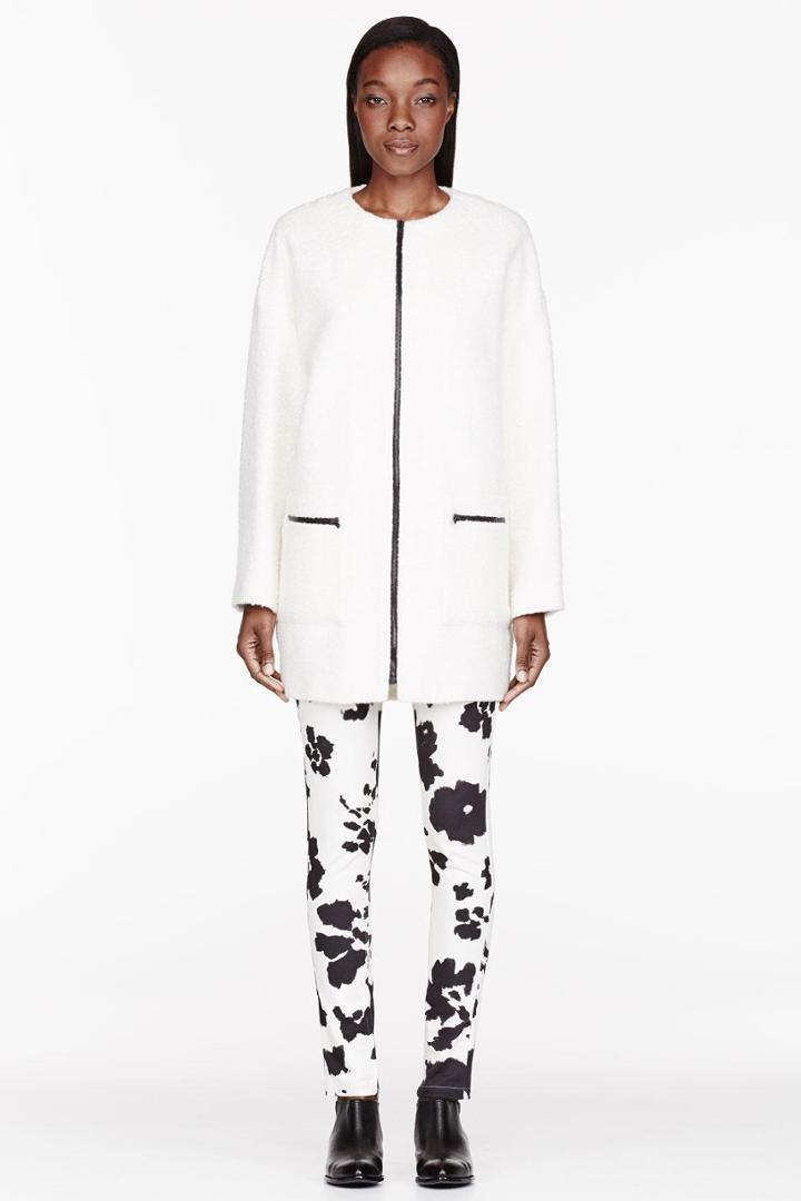 Msgm Ivory Wool Boucl Coat