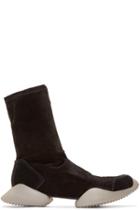 Rick Owens Black Suede Adidas By Rick Owens High-top Sneakers