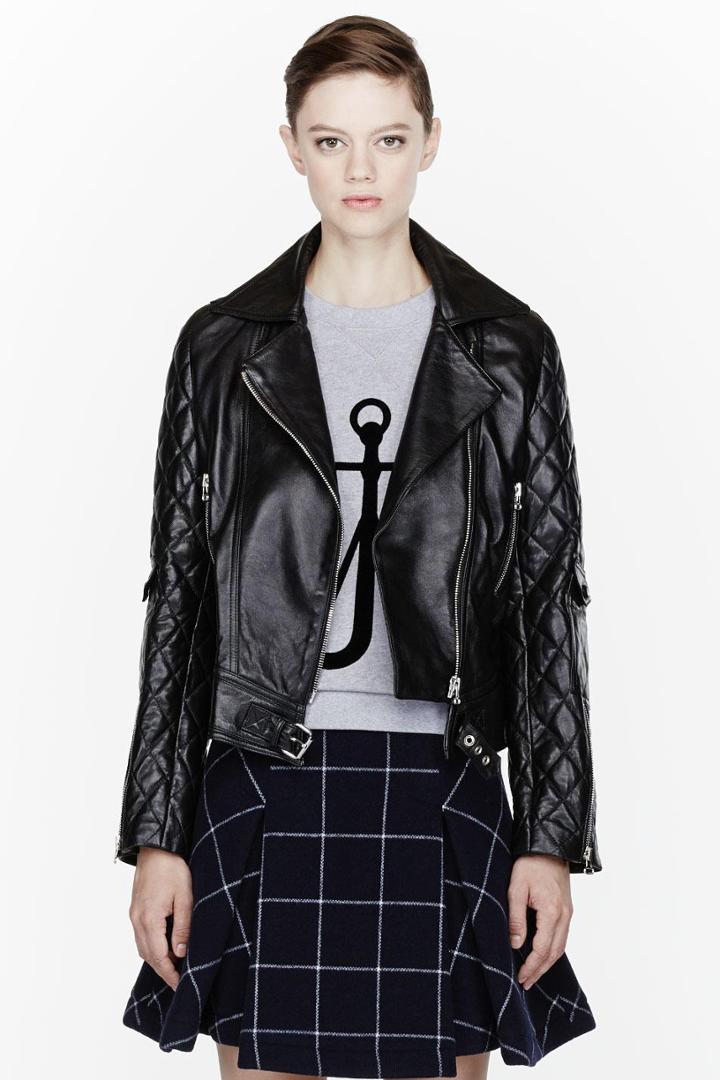 J.w.anderson Black Leather Quilted Biker Jacket