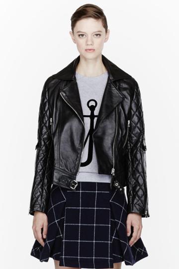 J.w.anderson Black Leather Quilted Biker Jacket