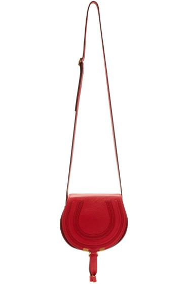 Chloé Red Leather Small Marcie Saddle Bag