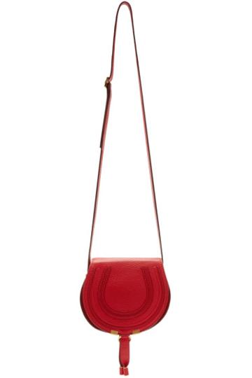 Chloé Red Leather Small Marcie Saddle Bag