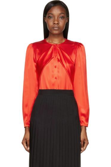 Givenchy Red Silk Sash Blouse
