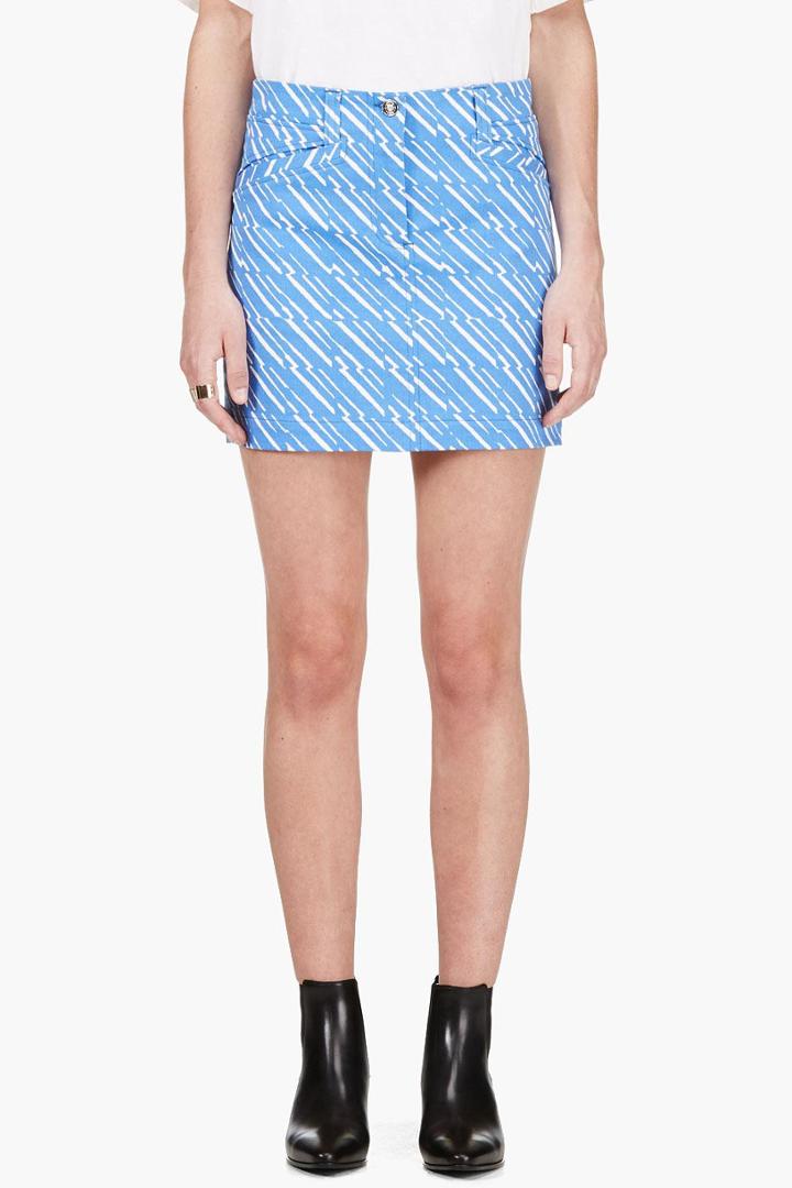 Kenzo Periwinkle And White Denim Skirt