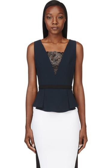 Peter Pilotto Navy Lace Panel Mila Top